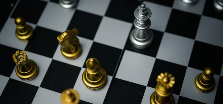 chess on board game top view.Strategy intelligence leadership success business concept.